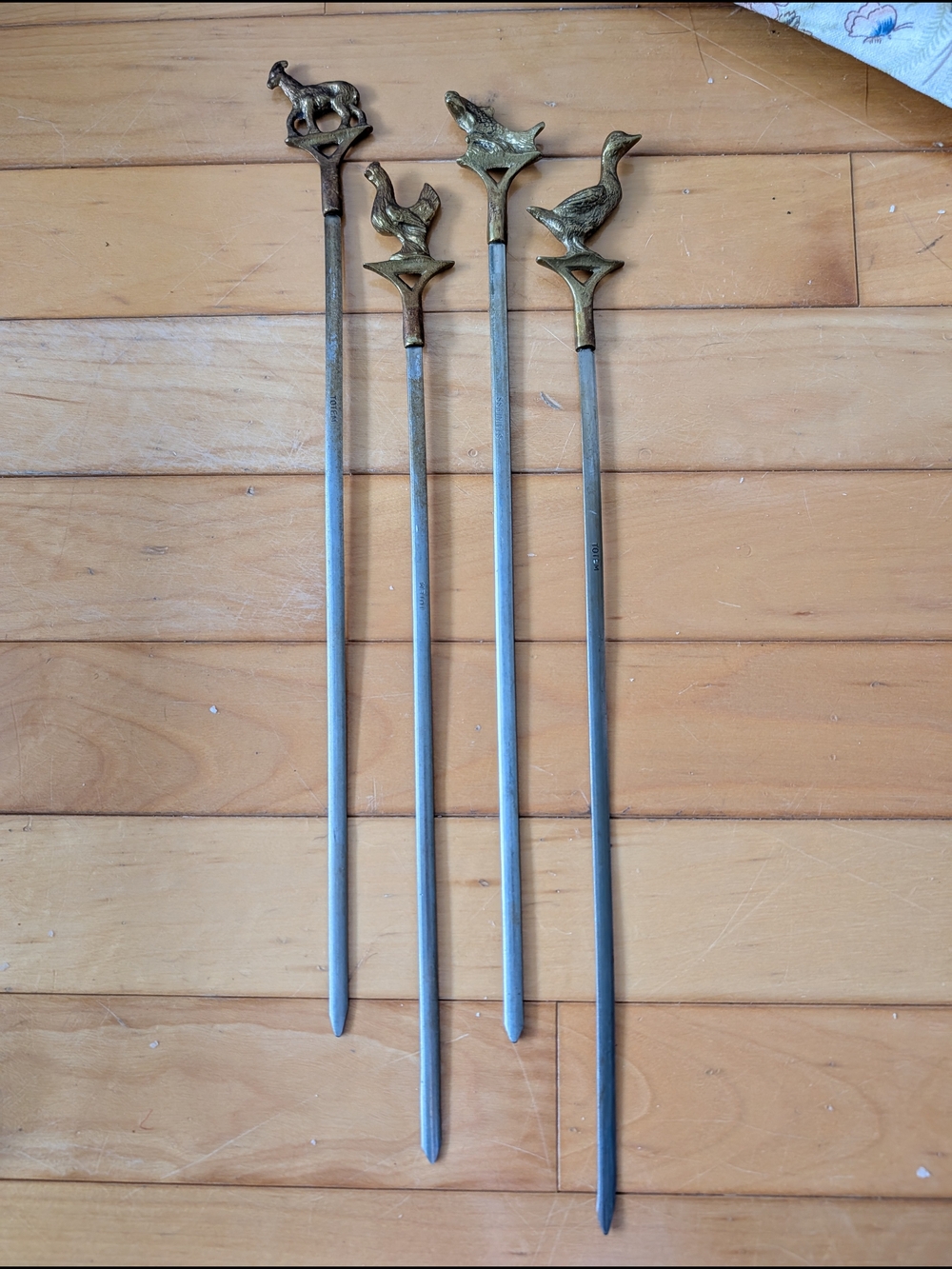 Vtg Brass Animal-Top Skewers